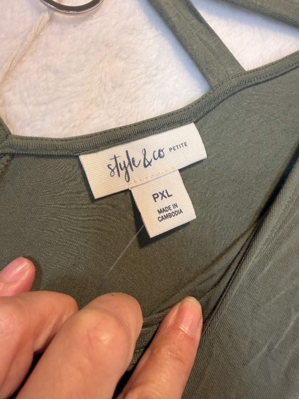 Style & Co Dress Womens Size XL Petit Army Green Lightweight Casual Coastal Crui - Picture 3 of 9